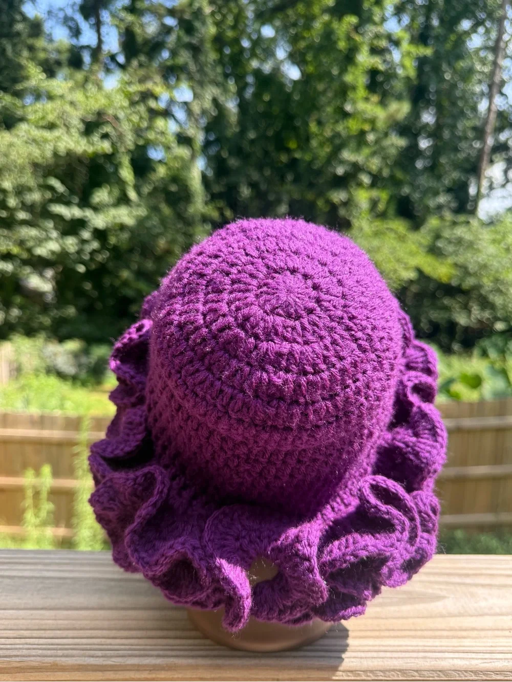 Grape Purple Handmade Crochet Ruffle Hat